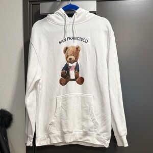 San Francisco Bear Graphic White Hoodie
